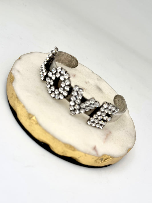 Tova Mini La La Love Cuff in Antique Silver Clear - FINAL SALE