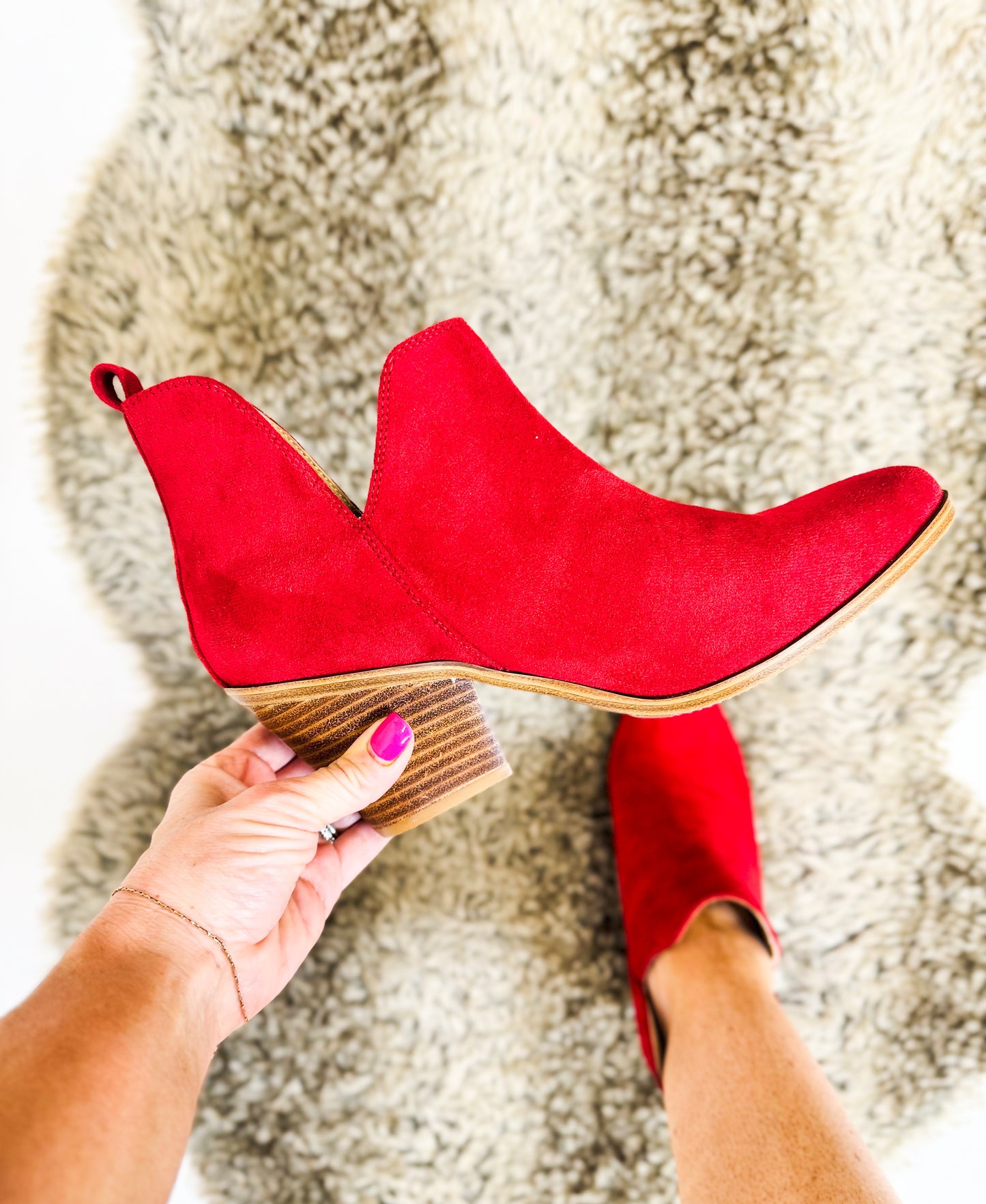 Corky's Red Faux Suede Sassy Pants Boots