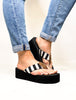 Corky's Black Natural Stripe Take a Dip Flip Flops