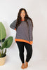 Cozy Trends Pullover In Stripe Orange - Reg & Curvy