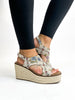 Corky's Sand Brocade Floral Freddie Wedges