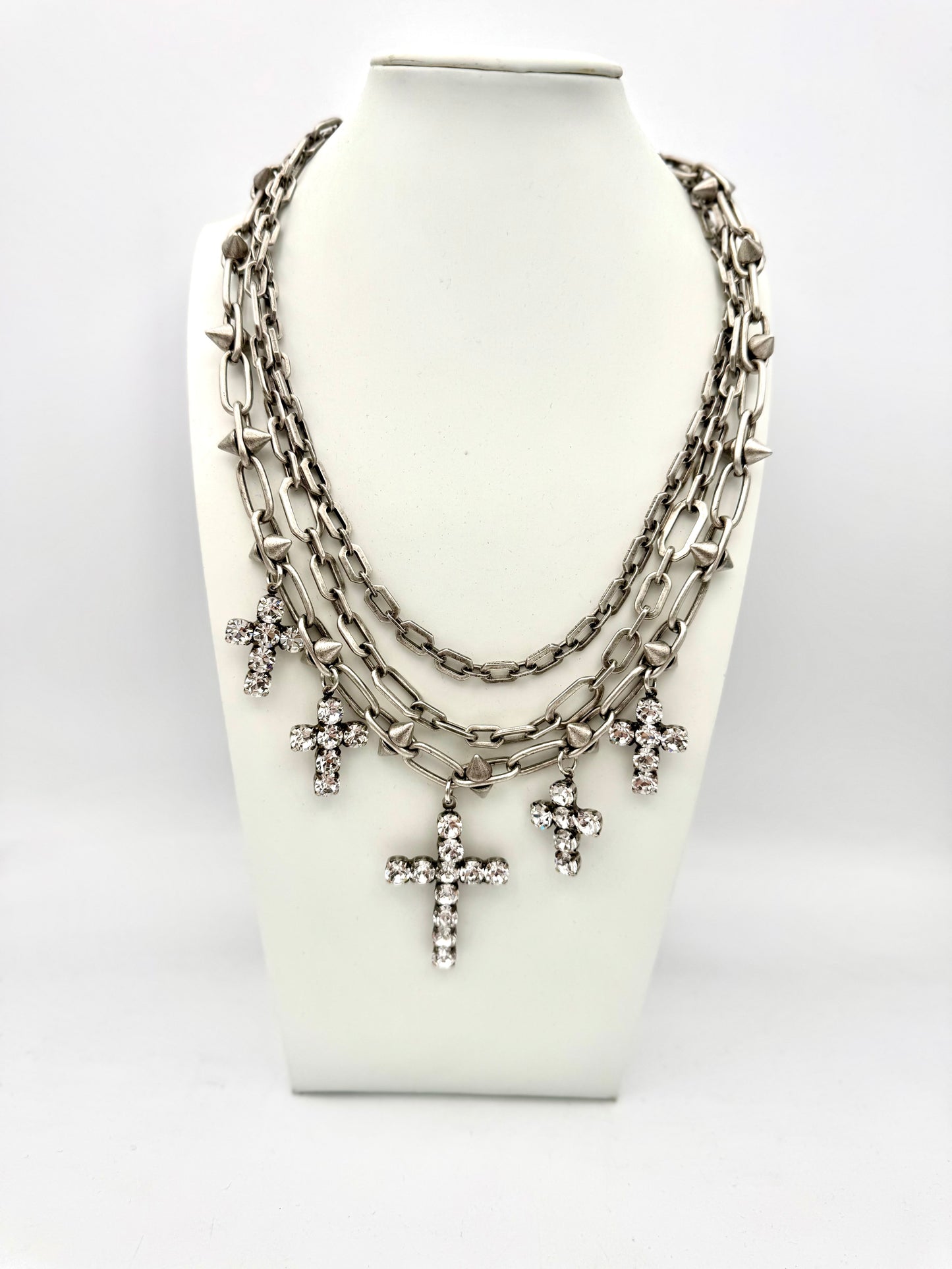 Tova Mini Mary Necklace in Antique Silver Clear - FINAL SALE