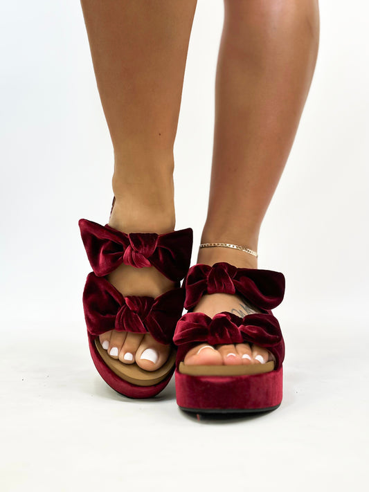 Corky's Burgundy Velvet Put A Bow On It Heels