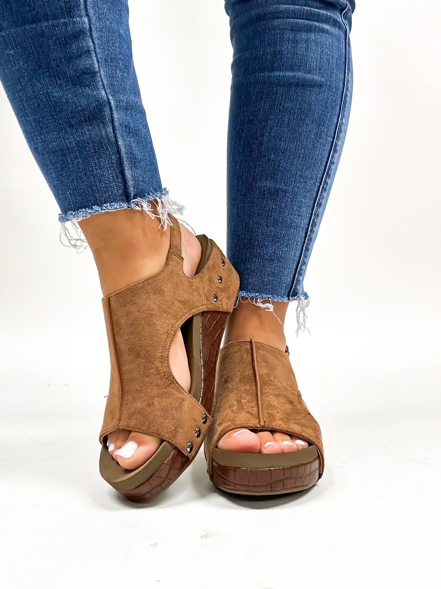 Corky's Brown Suede Croco Volta II Wedges