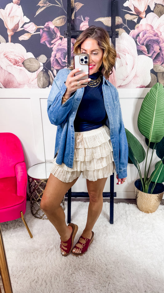 Subtle Sparkle Denim Shirt - Reg & Curvy