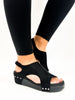 Corky's Black Suede Croco Volta II Wedges