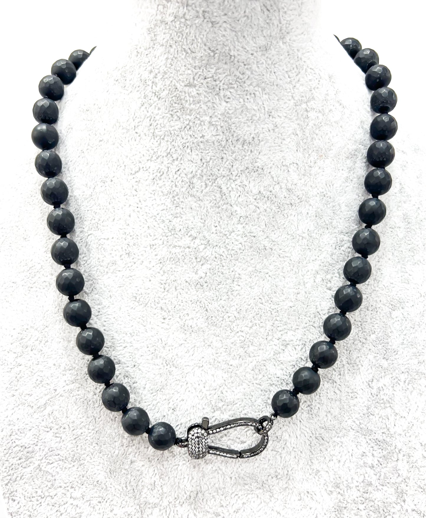 Presale: Gunmetal Stone Front Clasp Necklace