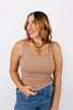 Bella Square Neck Tank Top in Tan - Reg/Curvy