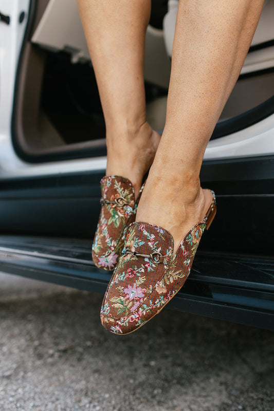 Corky's Rust Brocade Floral Charmer Mules - FINAL SALE