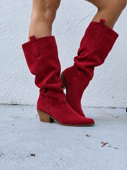 Corky's Red Faux Suede City Slicker Boots