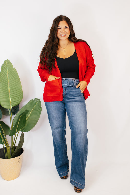 The Perfect Slouch Cardigan In Red