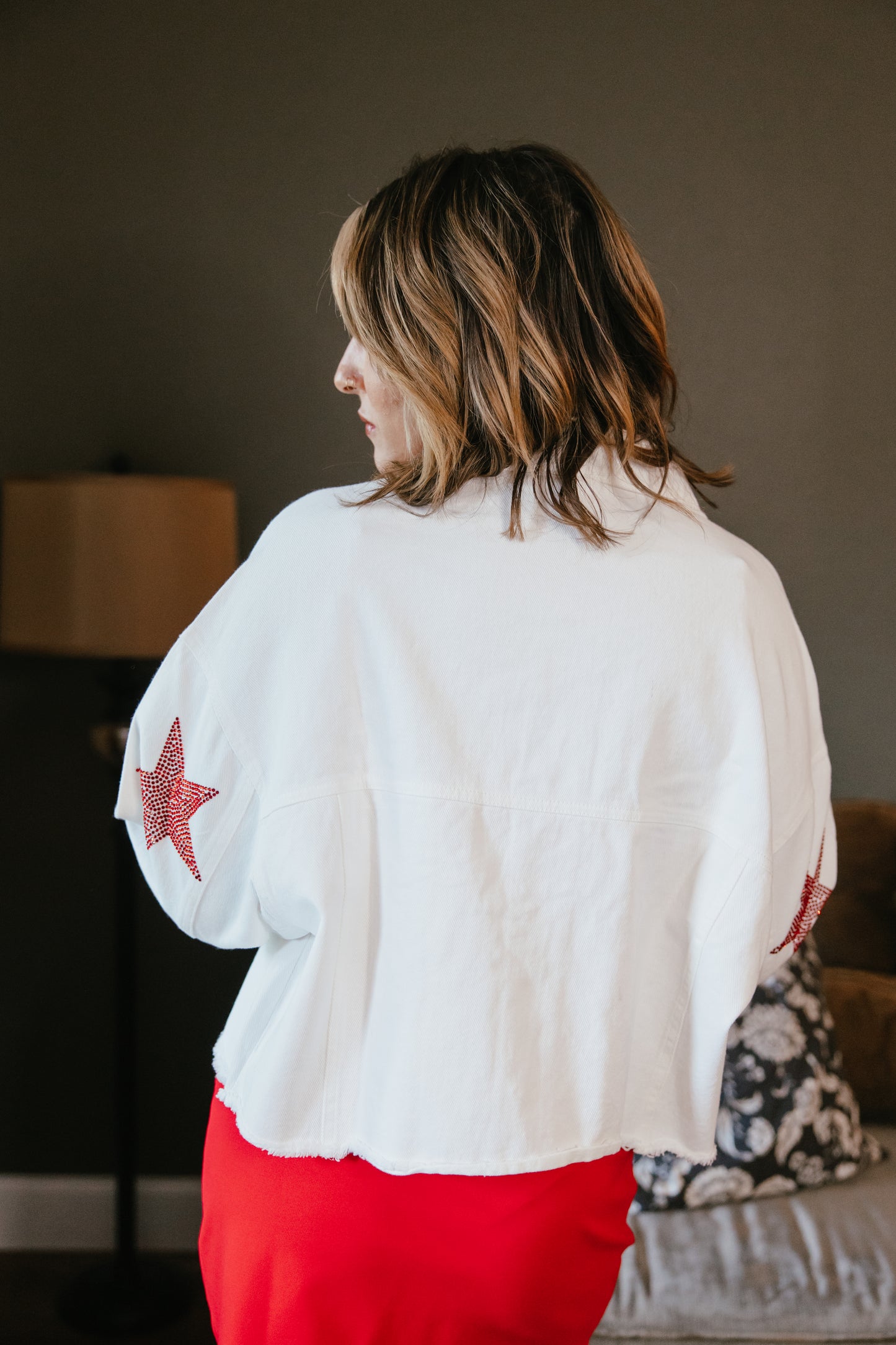 Red, White & Sparkle Denim Jacket