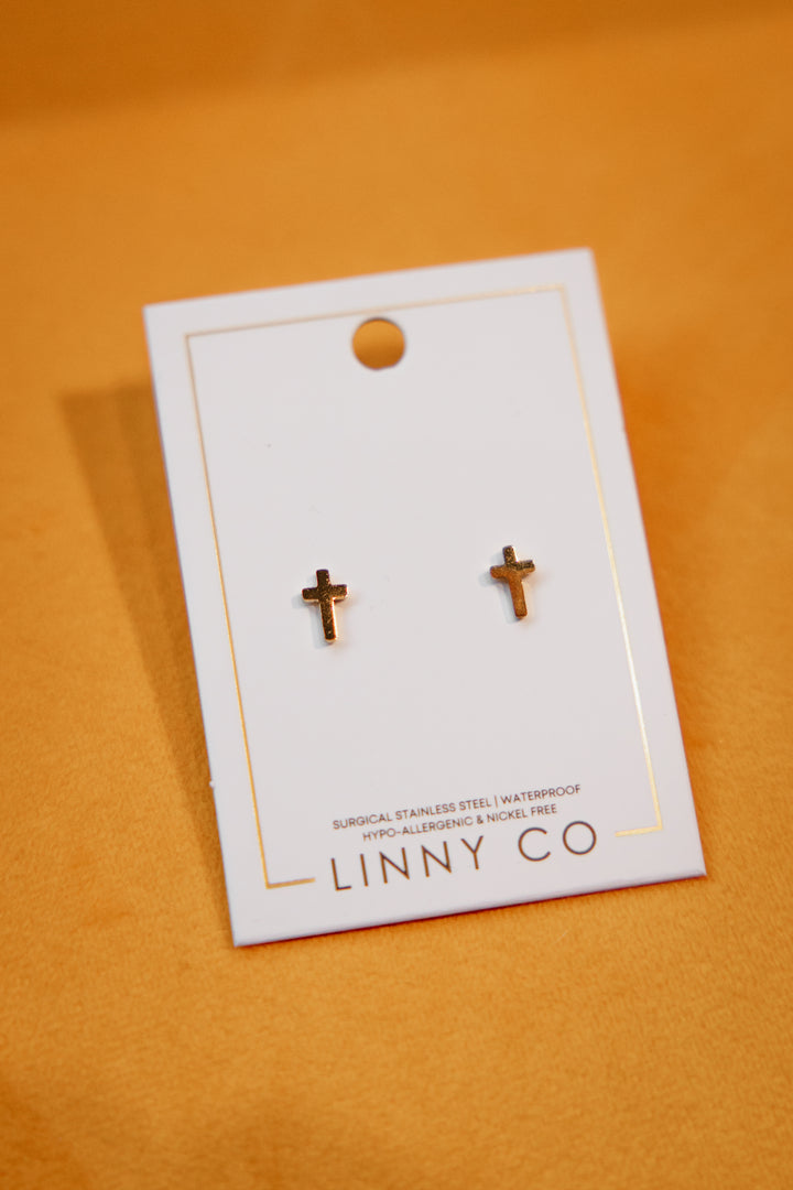 Catherine Cross Stud Earrings In Gold