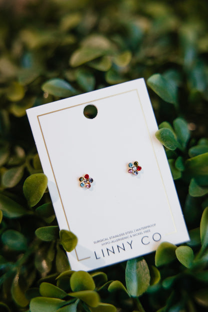 Lyla Flower Stud Earrings In Multi