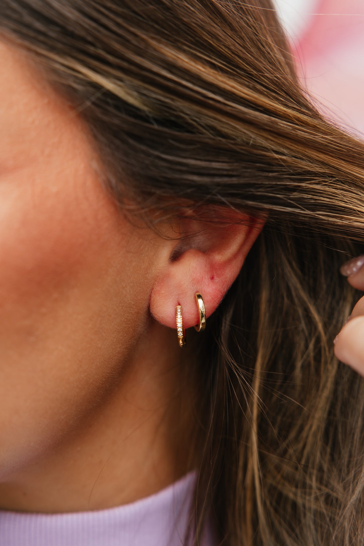 Scarlett Hoop Huggie Earrings In Gold 12mm Cz