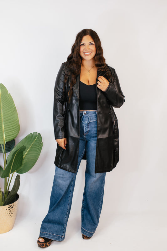 The Timeless Tie-Waist Trench Coat In Black