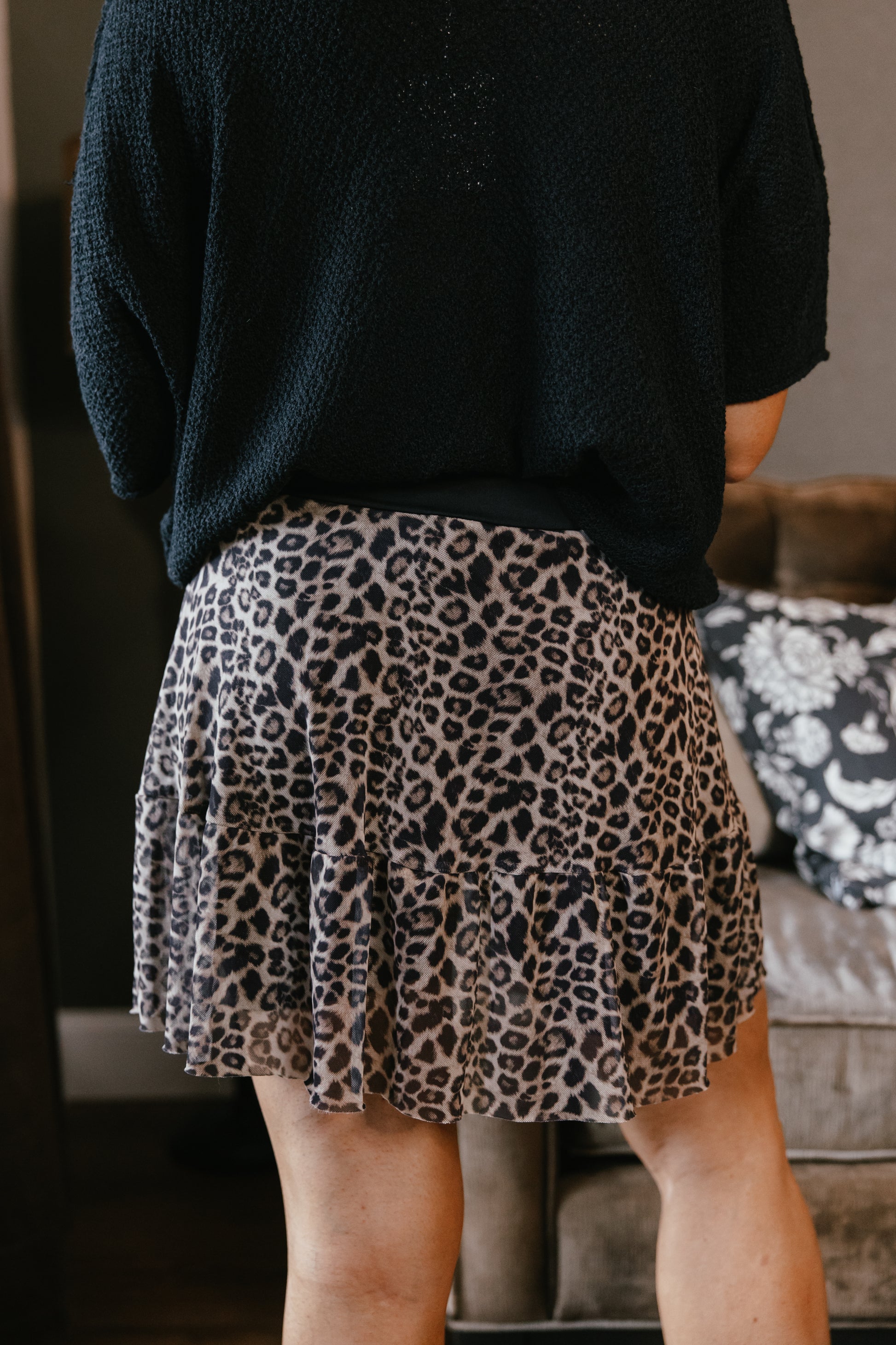 Rebel Lace Biker Shorts With Lace Skirt Overlay In Cheetah