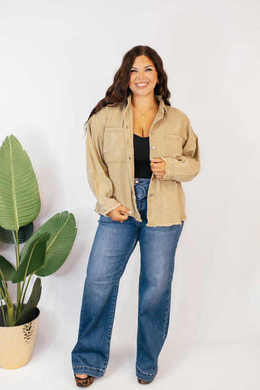 Edge of Dusk Shacket in Herb