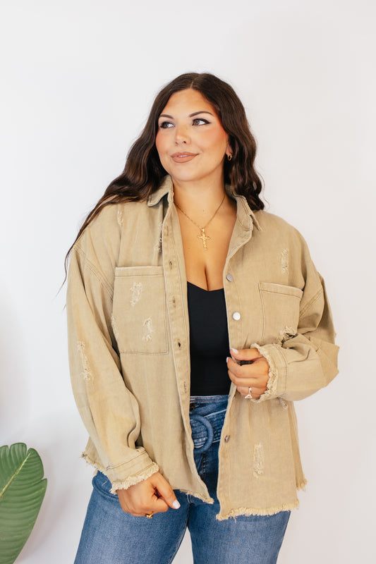 Edge of Dusk Shacket in Herb
