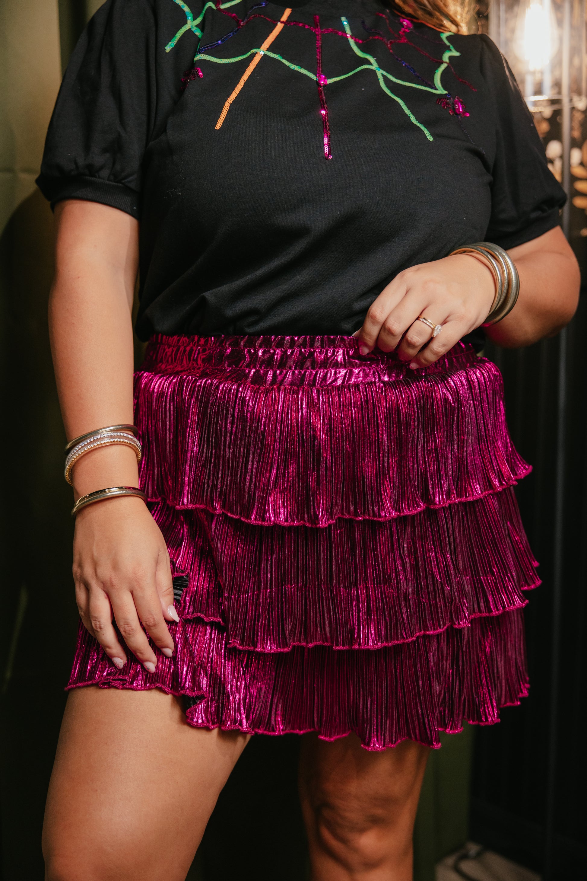 All That Shimmers Skirt In Hot Pink - Reg & Curvy