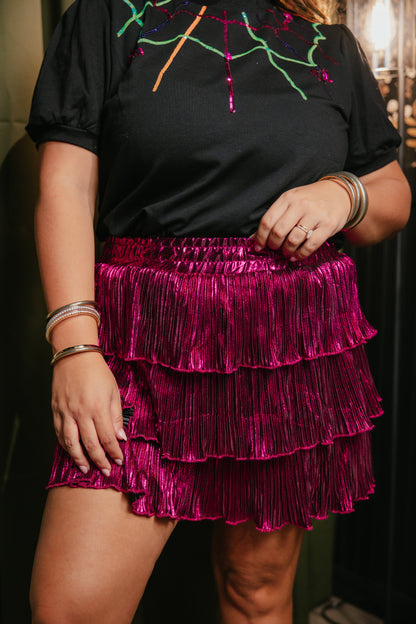 All That Shimmers Skirt In Hot Pink - Reg & Curvy