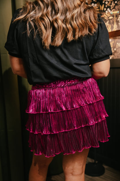 All That Shimmers Skirt In Hot Pink - Reg & Curvy