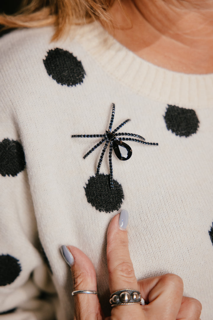 Spider Brooch Pin In Black