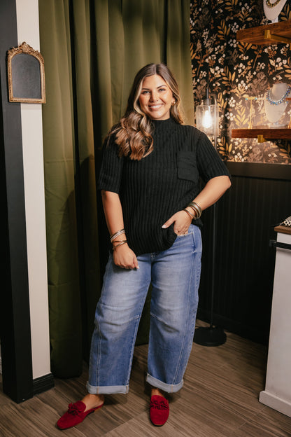 Uptown Knit Top In Black - Reg & Curvy