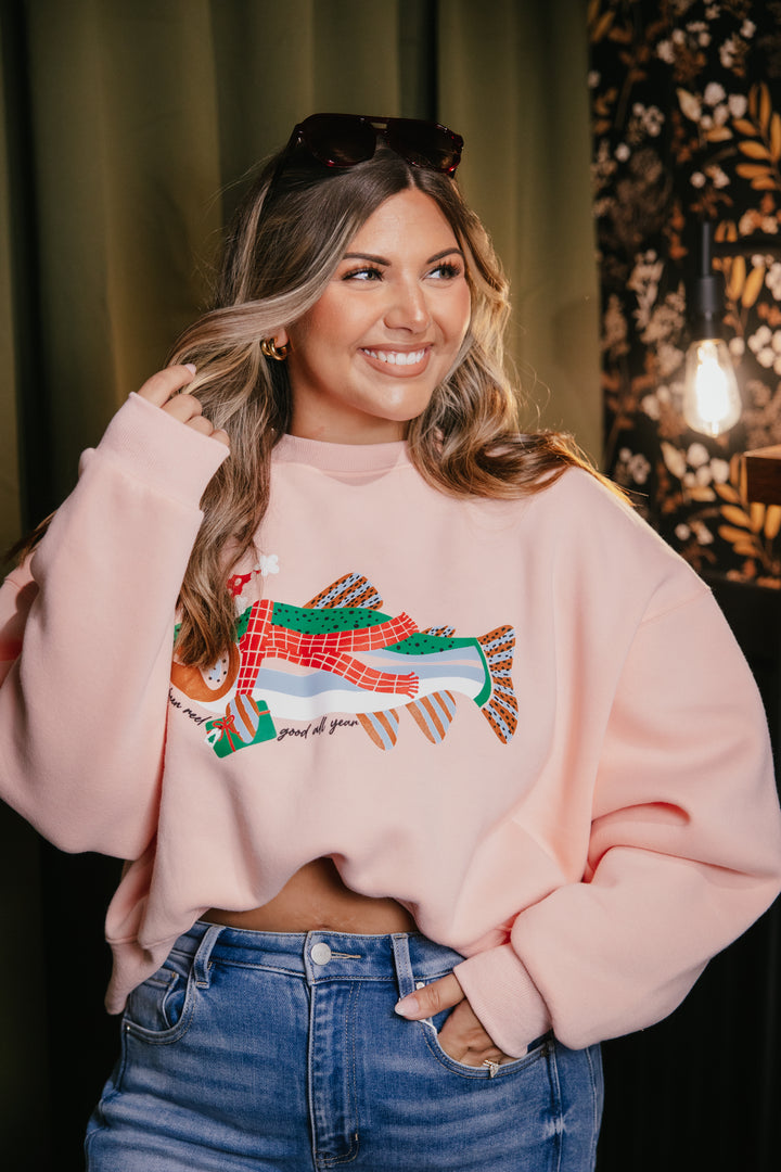 Festive Fish Crop Sweatshirt