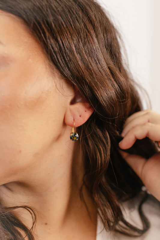 Tova Oakland Hook Earrings in Antique Gold Aqua Volcano - FINAL SALE