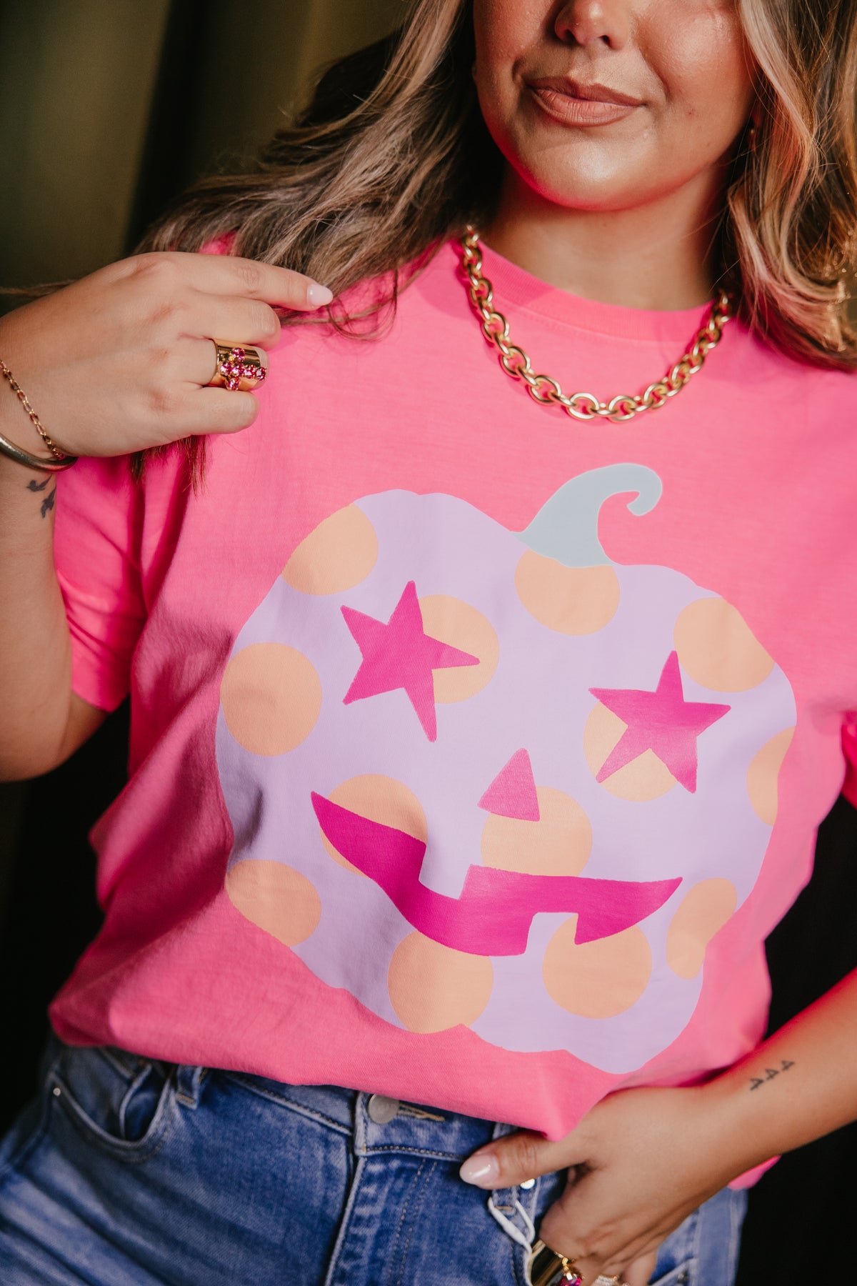 Polka Dot Jack-o-lantern Crop Tee