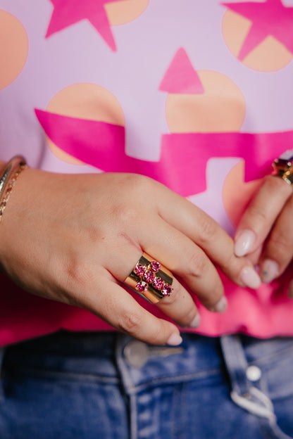 Cross Ring In Hot Pink