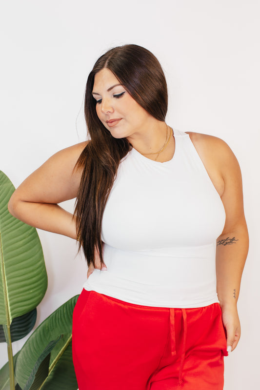 Second Skin White Racerback Tank - Reg & Curvy