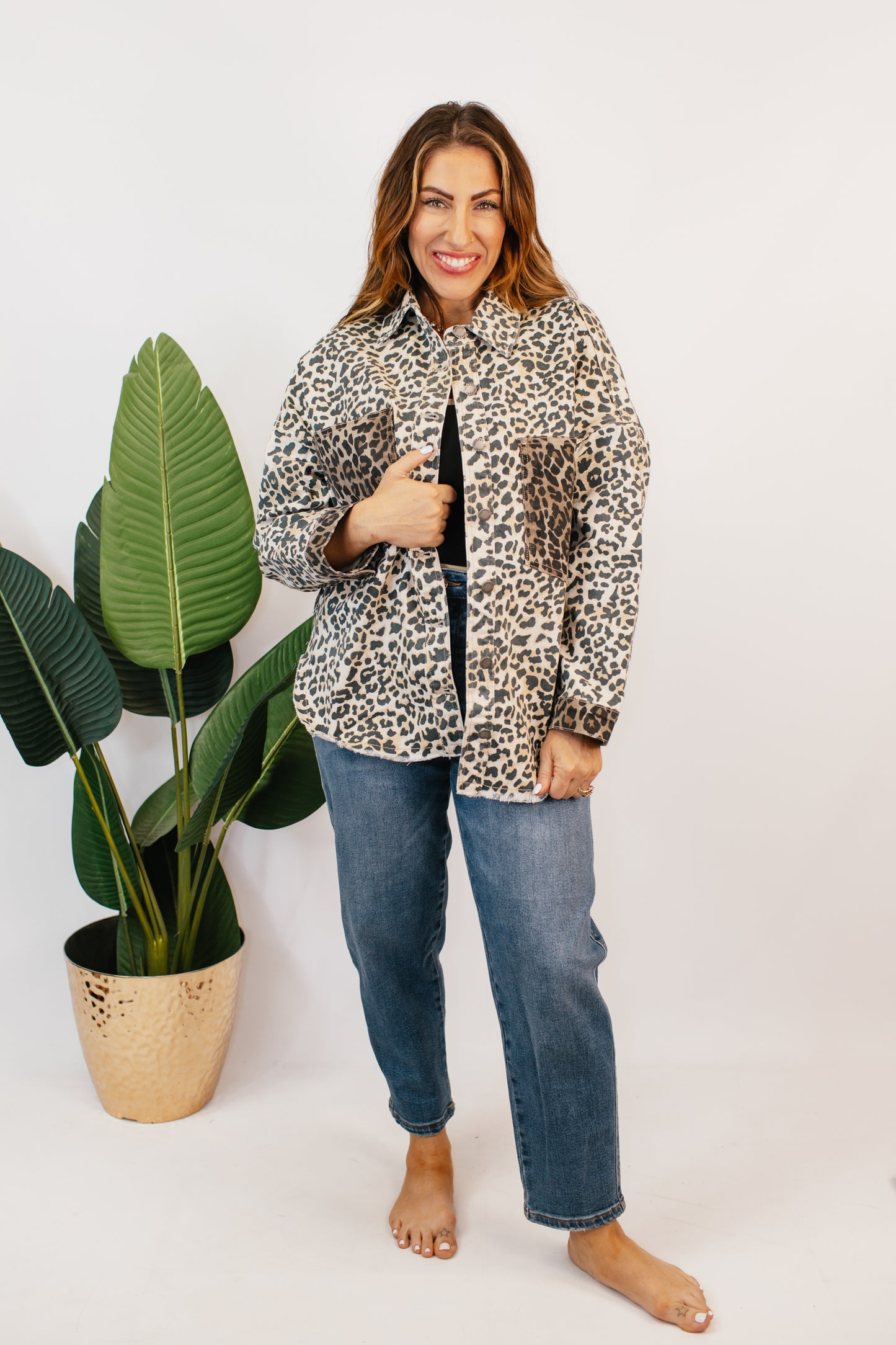 Hear Me Roar Leopard Denim Jacket