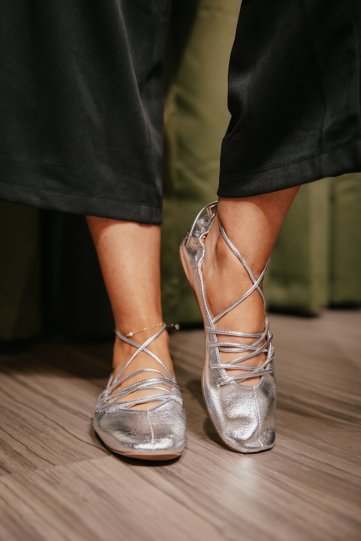 Corky's Silver Tied Up Flats