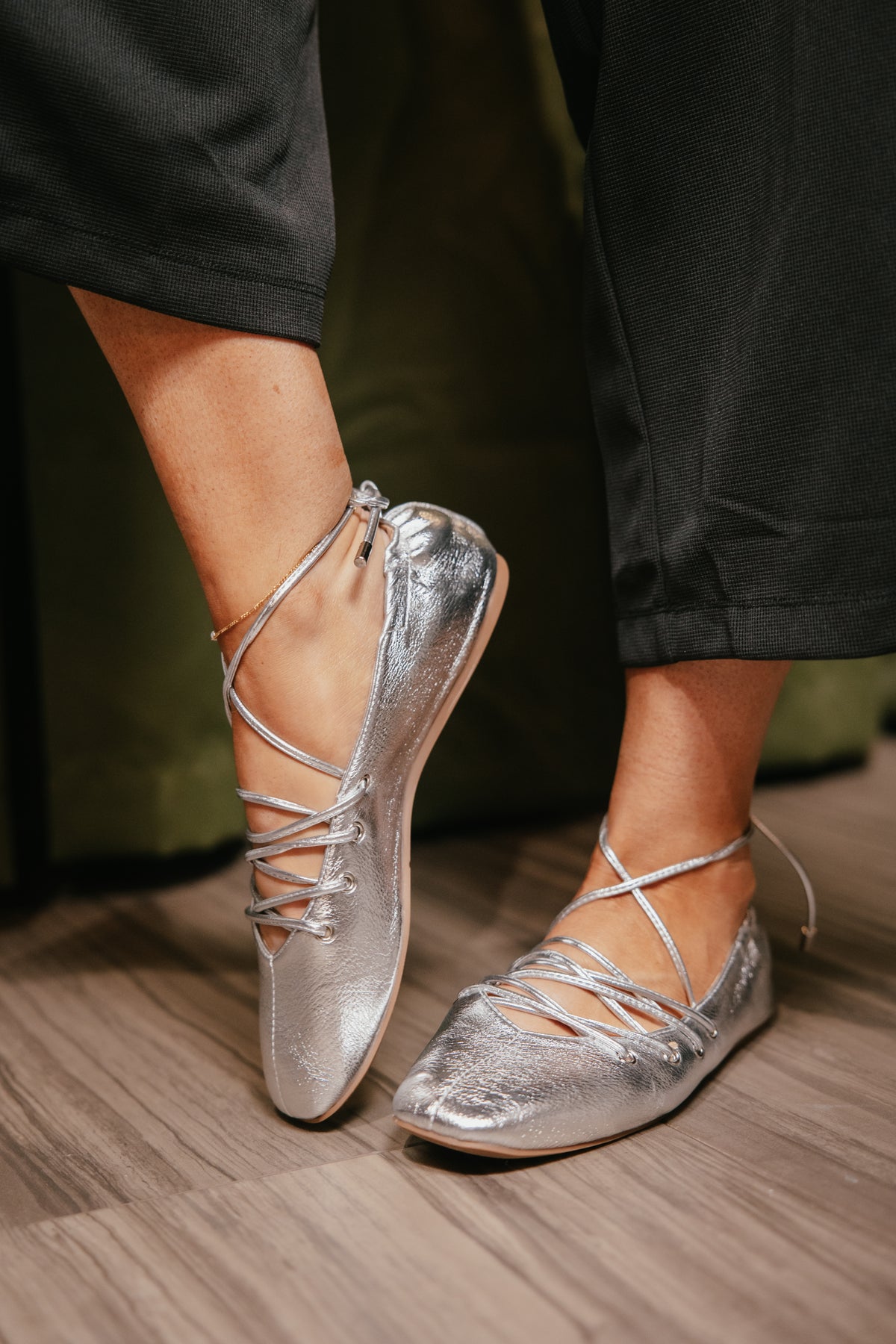 Corky's Silver Tied Up Flats