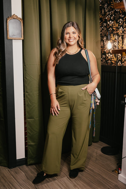 On The Agenda Pants In Khaki Green