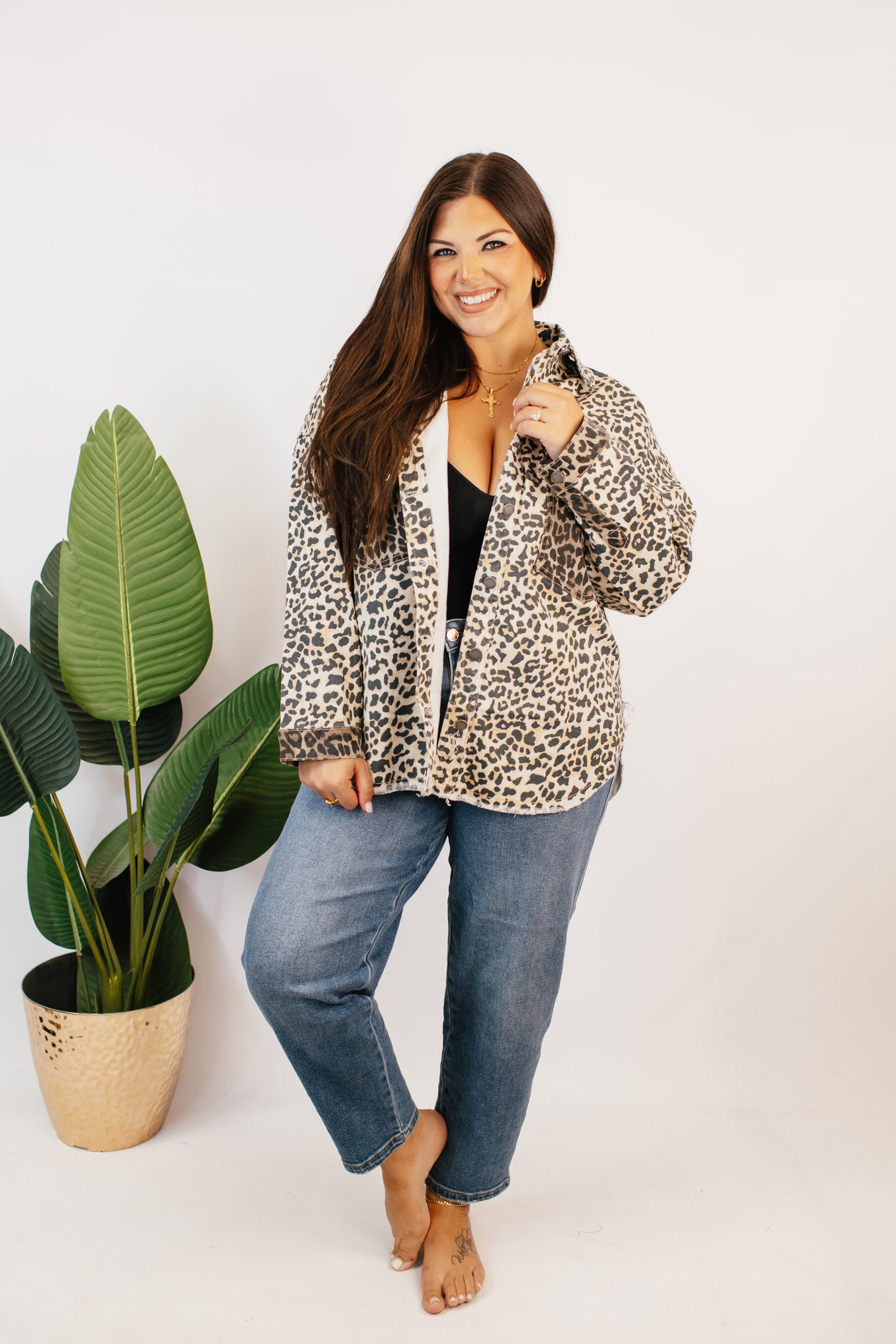 Hear Me Roar Leopard Denim Jacket