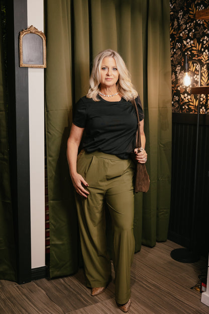 On The Agenda Pants In Khaki Green