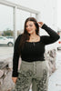 Sweetheart Henley Top In Black
