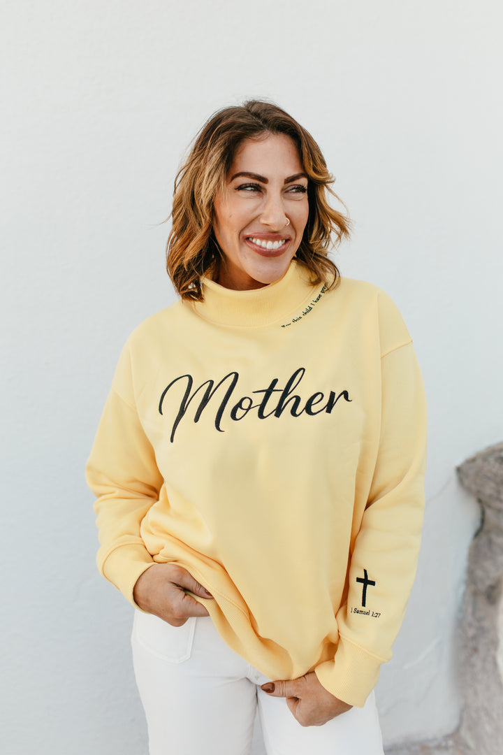 Mother Mock Neck Pullover In Yellow