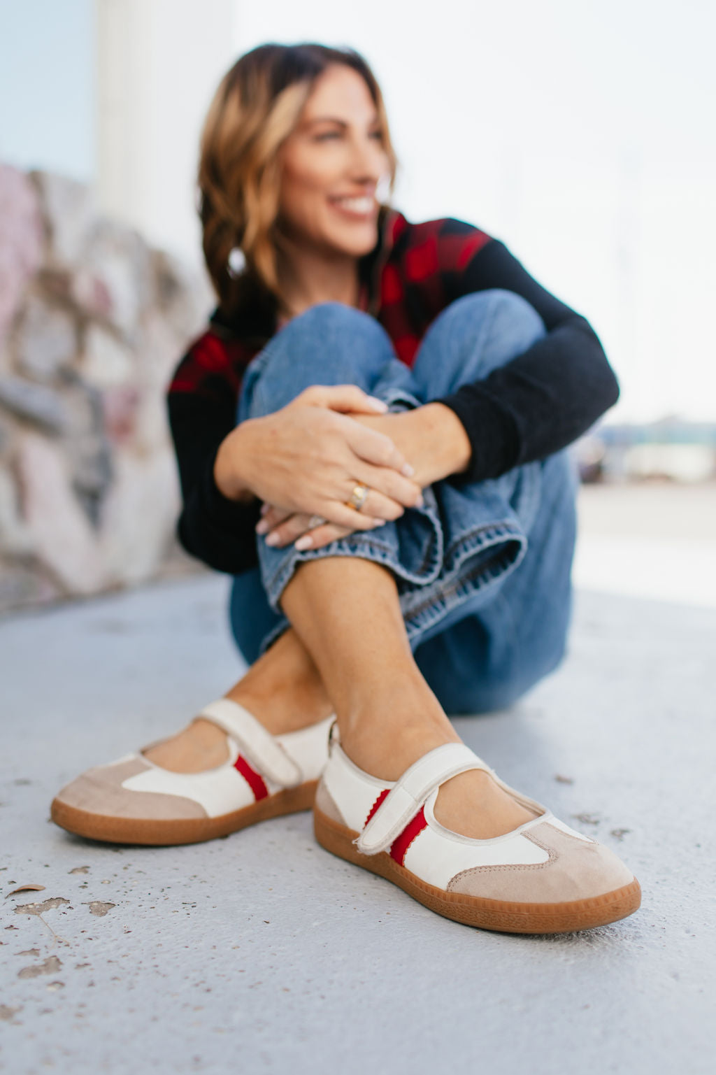 Corky's White With Red Calm Down Sneakers