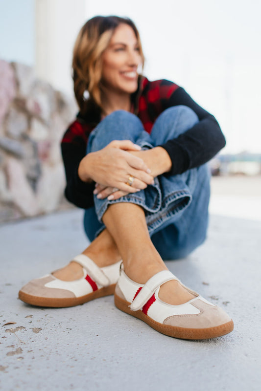 Corky's White With Red Calm Down Sneakers