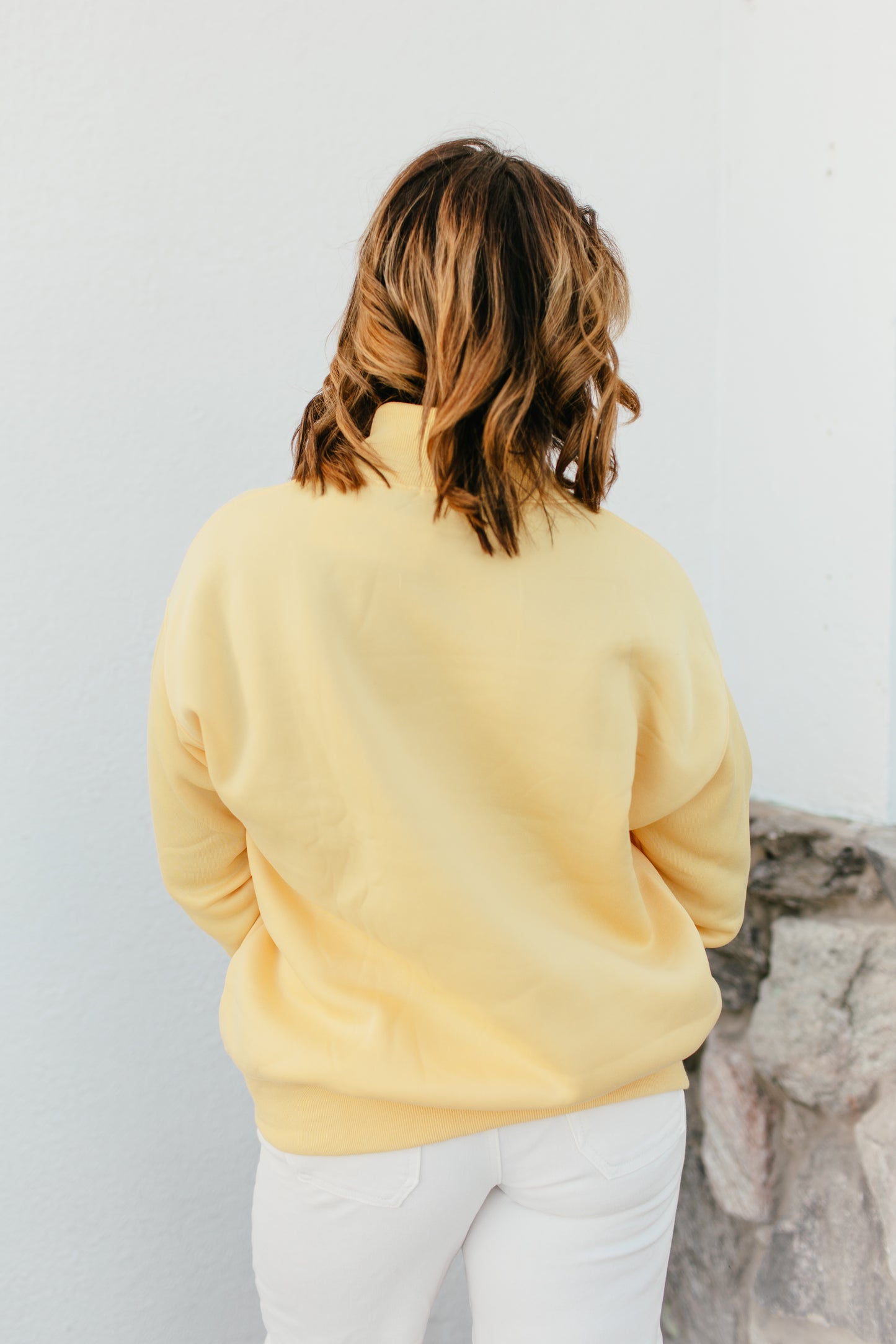 Mother Mock Neck Pullover In Yellow