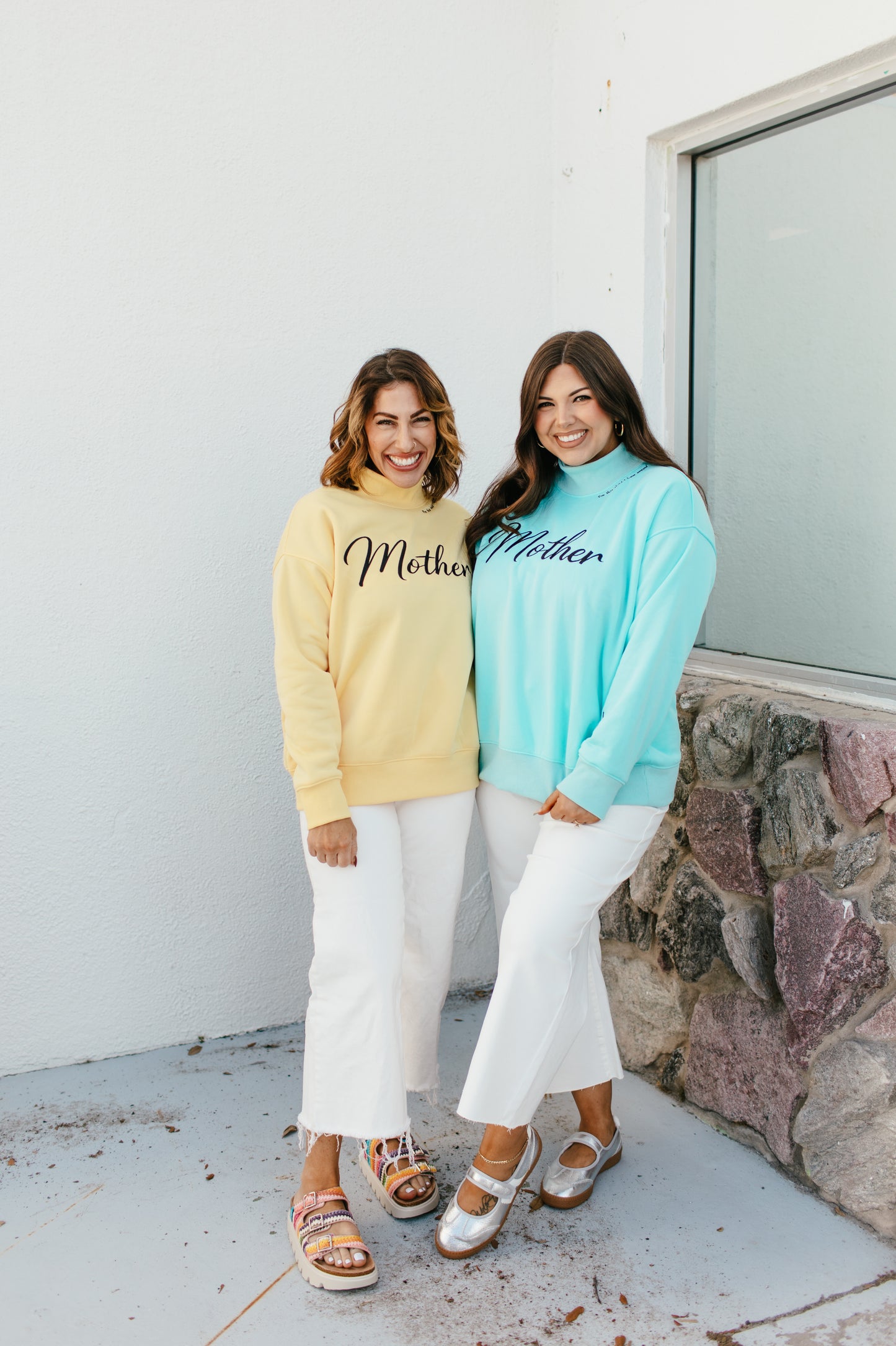 Mother Mock Neck Pullover In Yellow