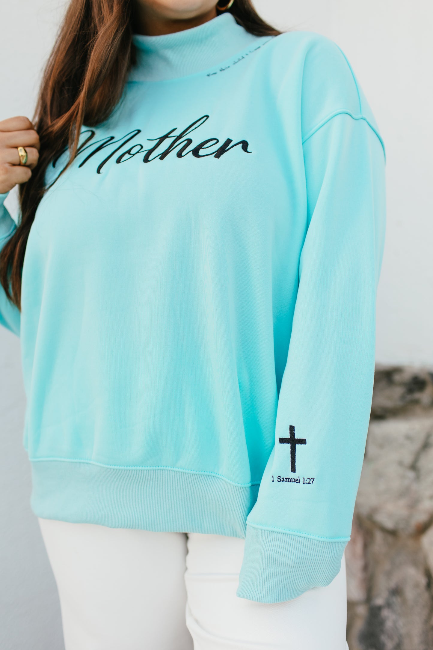 Mother Mock Neck Pullover In Mint