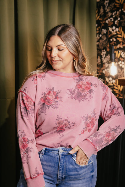 Rosewood Retreat Sweatshirt In Dusty Rose