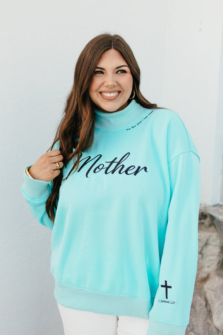 Mother Mock Neck Pullover In Mint