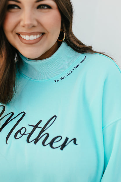 Mother Mock Neck Pullover In Mint