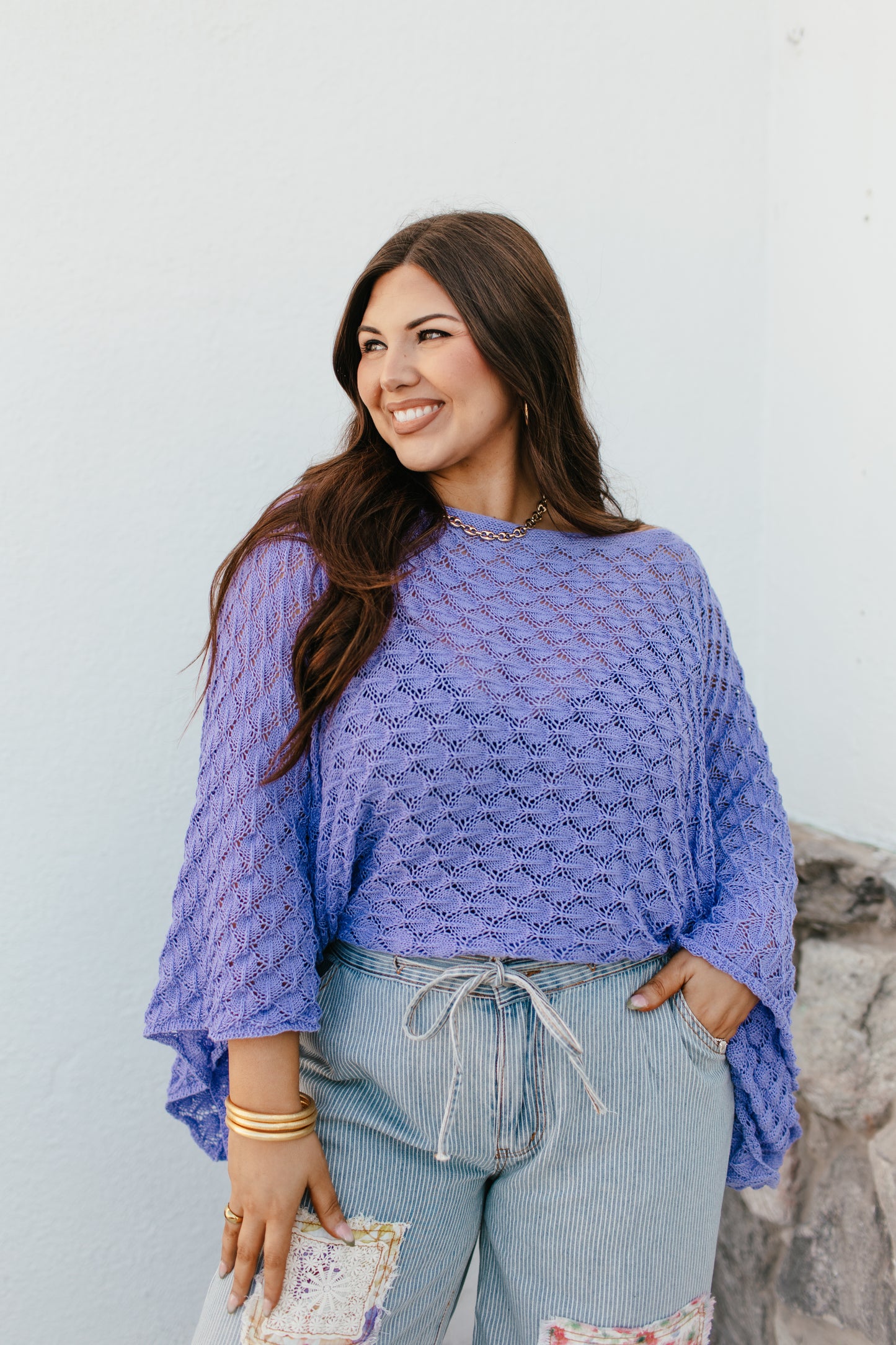 Spring Free Spirit Bell Sleeve Top In Purple